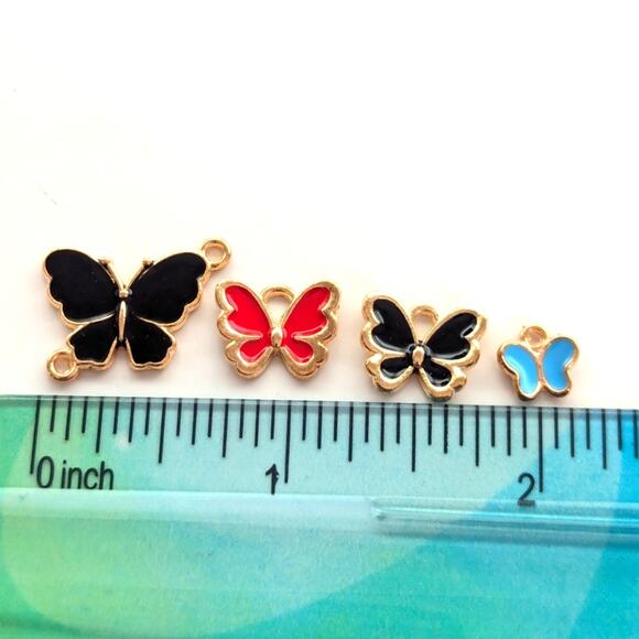 Whimsy Y2K Gold Tone Enamel Assorted Butterfly Mini Pendant Bracelet Charms - Picture 3 of 3